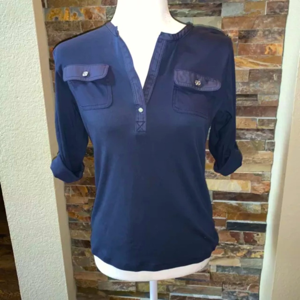 💙Lauren Ralph Lauren Navy 3/4 sleeve Size S